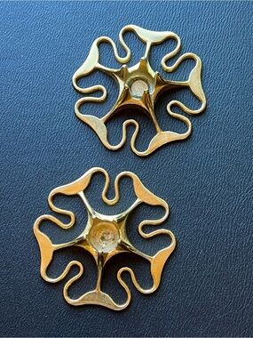 Vintage Pair of Skultuna Rose Brass Candlestick Holders